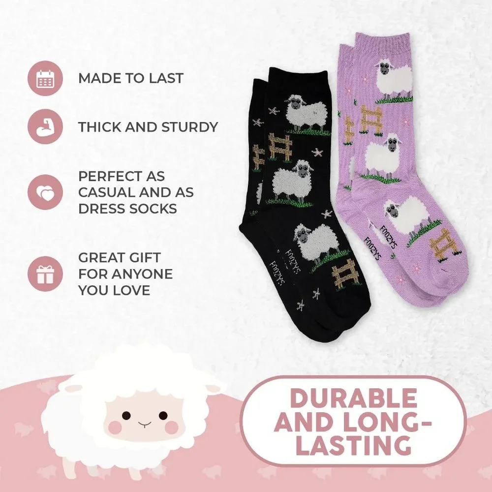 Sheep Furry Livestock Count Sleep Shear Animal 2 Pairs Foozys Women's Socks